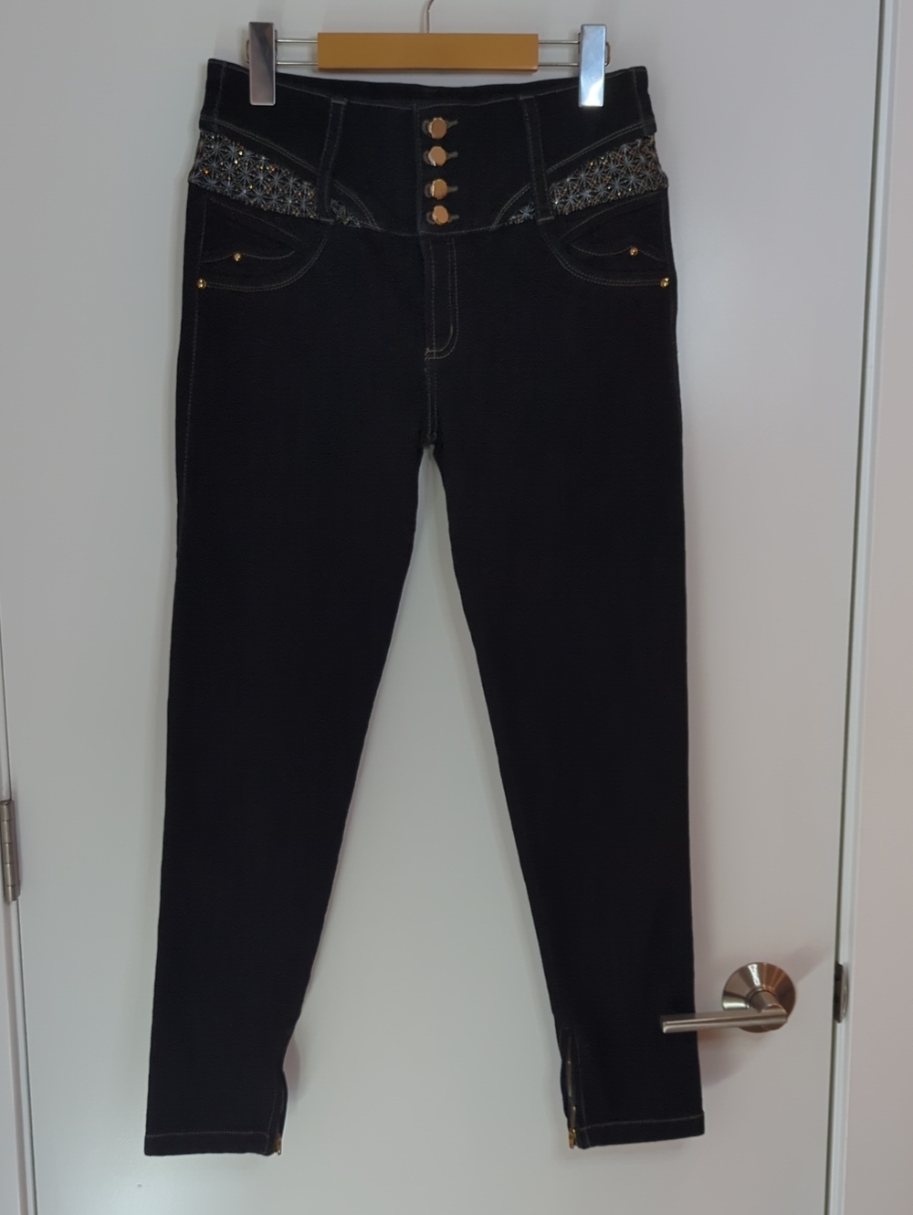 ENE2 Y2K Bejewelled Embellished Dark Wash Skinny Stretch Jeans Size 14